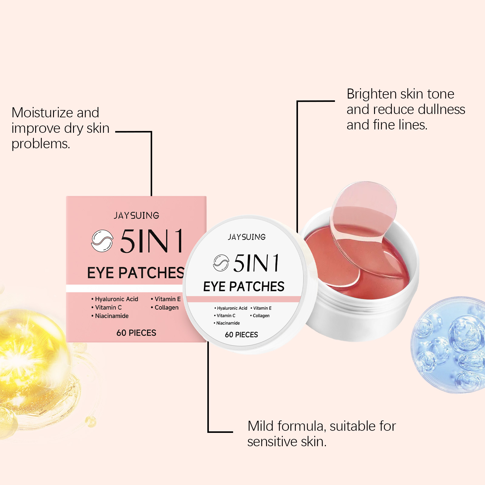 JAYSUING Set di 60 Patch Occhi - Hyaluronic Acid Serum recensione e prezzo